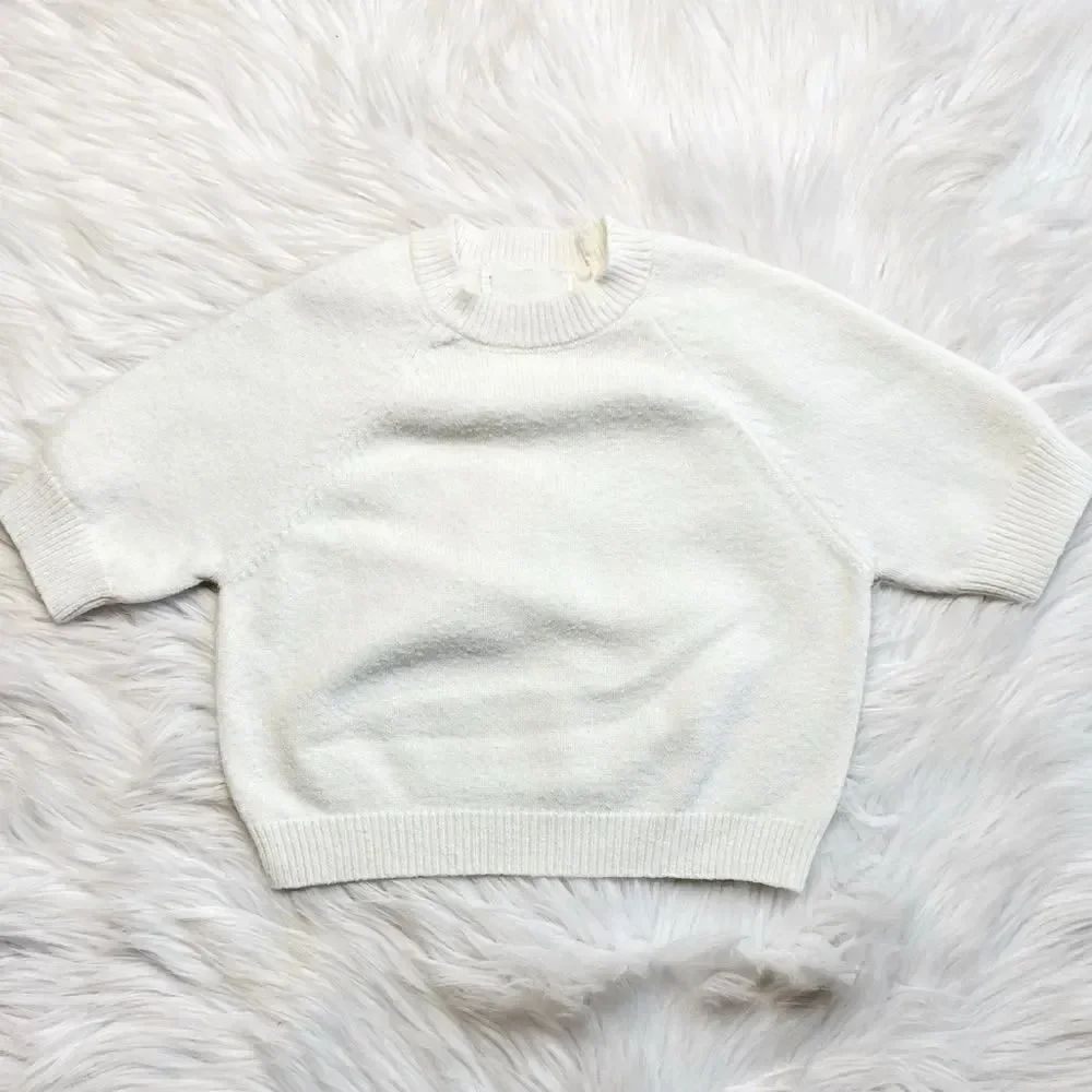Pullover Crew Neck Knit Sweater White Size 3T